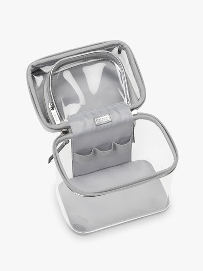 Clear Train Case with Top Compartment
