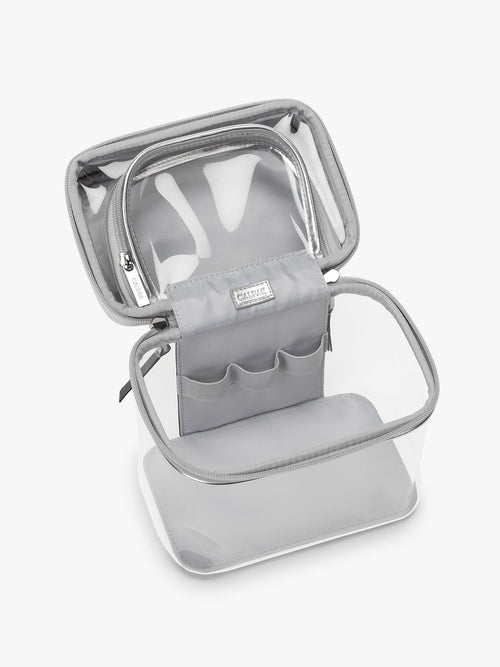 Clear Train Case with Top Compartment