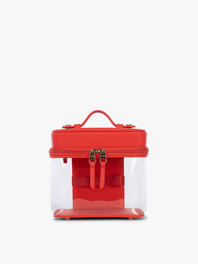 CALPAK Clear Train Case in red Tomato; CTC2401-TOMATO