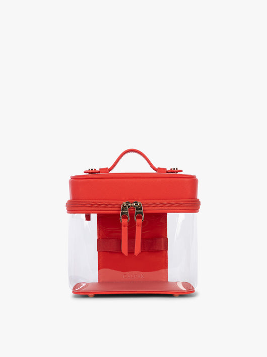 CALPAK Clear Train Case in red Tomato; CTC2401-TOMATO