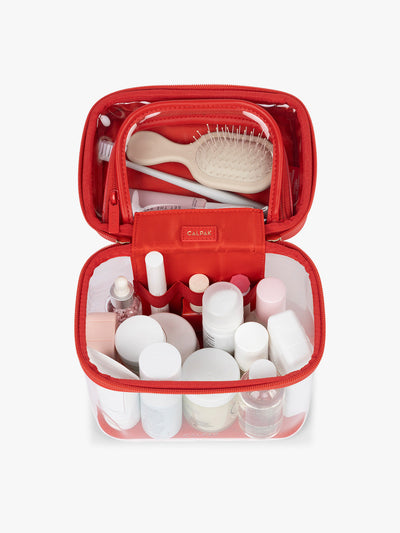 Clear Train Case with Top Compartment