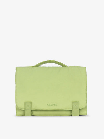 CALPAK Diaper Changing Pad Organizer made with recycled, water-resistant material in lime; CPB2402-LIME