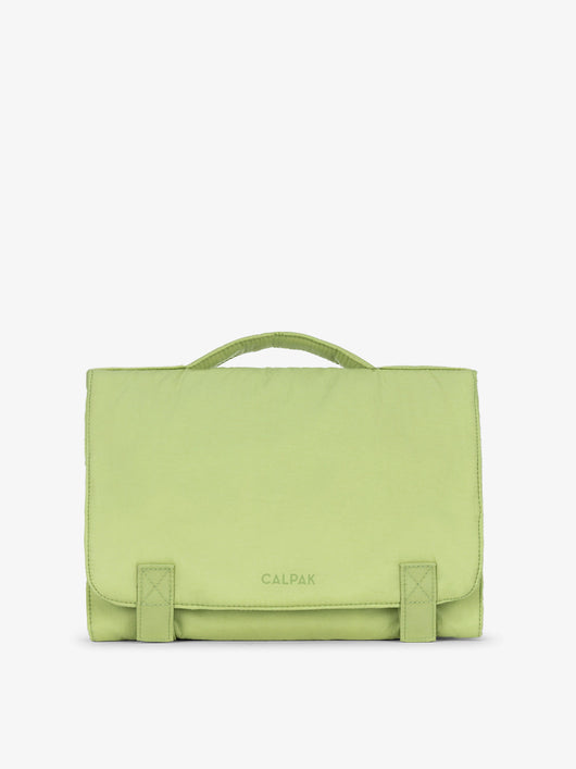 CALPAK Diaper Changing Pad Organizer made with recycled, water-resistant material in lime; CPB2402-LIME