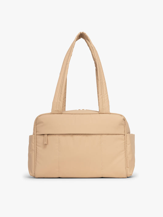 CALPAK Luka Mini Duffel in beige Latte on a white background; DLM2501-LATTE