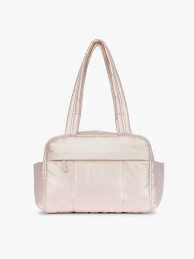 CALPAK Luka Mini Duffel in light pink shiny Pearlescent; DLM2501-PEARLESCENT