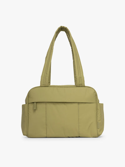 CALPAK Luka Mini Duffel in dark green Pistachio on a white background; DLM2501-PISTACHIO