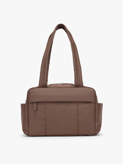 CALPAK Luka Mini Duffel front view in brown monochrome Walnut; DLM2501-WALNUT