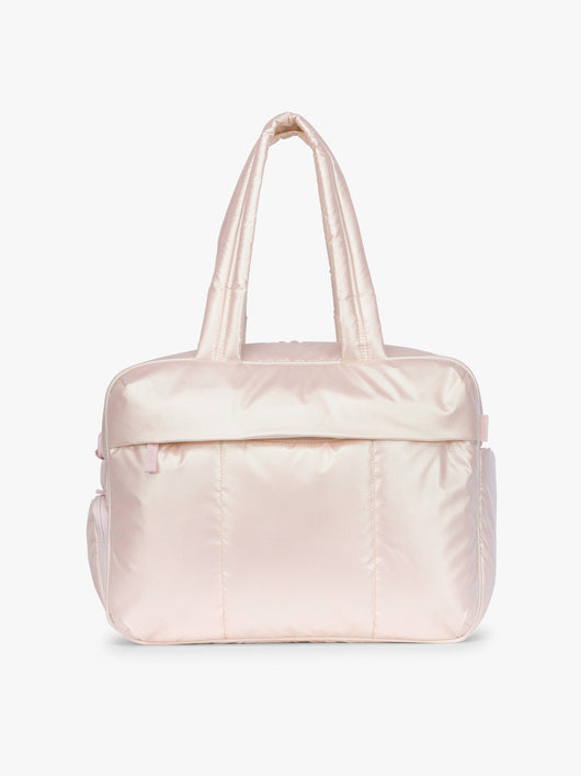 CALPAK Luka Duffel in light pink shiny Pearlescent; DSM1901-PEARLESCENT