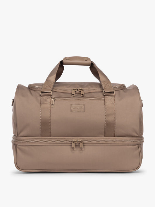 CALPAK Stevyn Duffel with Shoe Compartment in brown Chocolate; DST7019-CHOCOLATE