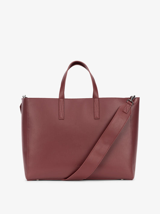 CALPAK tote for laptop in cabernet; ATO2101-CABERNET