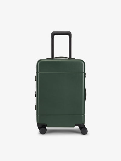 CALPAK Hue Carry-On Luggage front view in hard shell in green emerald; LHU1020-NP-EMERALD