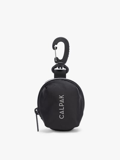 CALPAK Fit Zip Bag Charm in Black with hook and zipper; KPF2601-BLACK