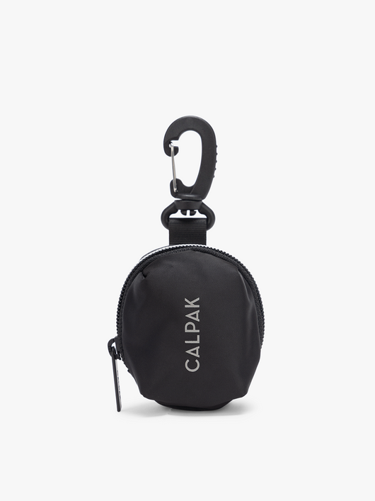 CALPAK Fit Zip Bag Charm in Black with hook and zipper; KPF2601-BLACK