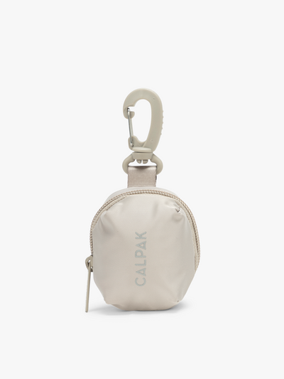 CALPAK Fit Zip Bag Charm in grey beige Greige with hook and zipper; KPF2601-GREIGE