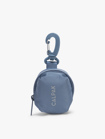 CALPAK Fit Zip Bag Charm in dark blue Indigo with hook and zipper; KPF2601-INDIGO
