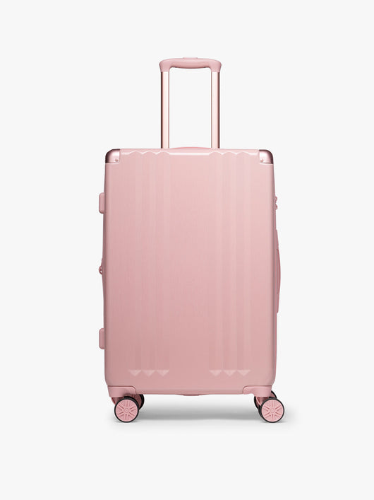 CALPAK  Ambeur Medium Luggage in metallic pink Blossom with pink wheels; LAM1024-BLOSSOM