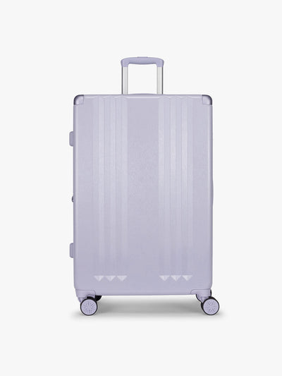 CALPAK Ambeur Large Luggage in light lavender purple with handles and spinner wheels on a white background; LAM1028-SEA-GLASS