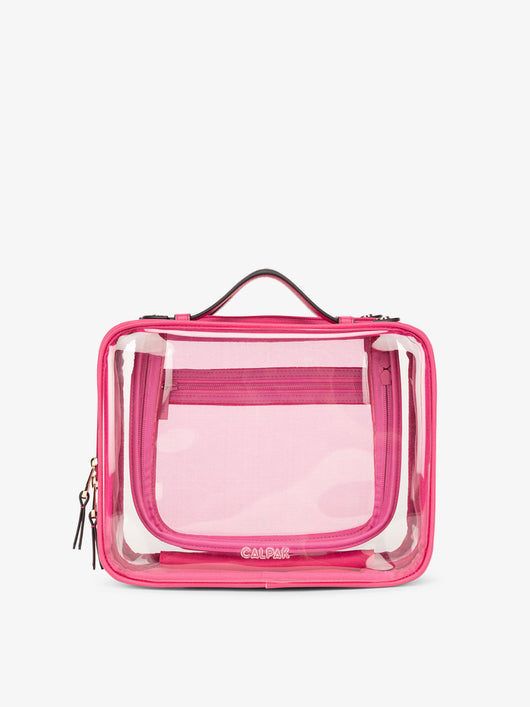 CALPAK clear cosmetics case in pink dragonfruit; CCC2001-DRAGONFRUIT