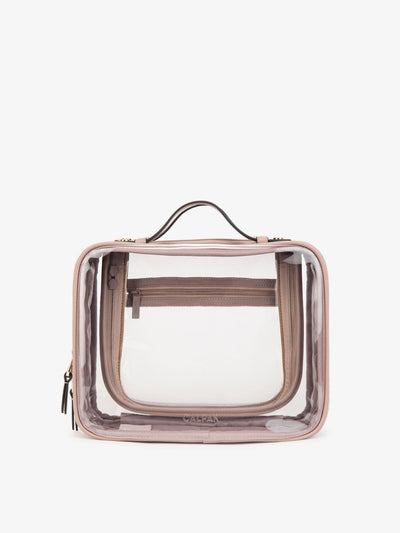 CALPAK clear makeup bag with compartments; CCC2001-MAUVE