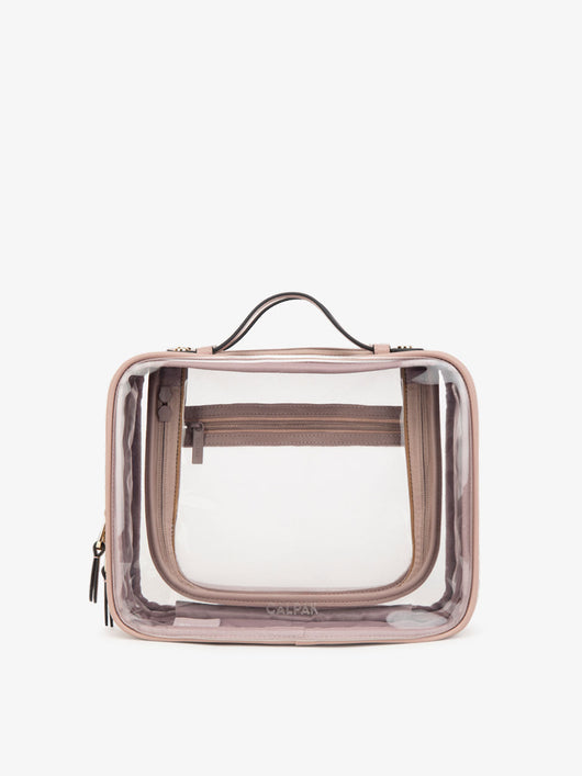 CALPAK clear makeup bag with compartments; CCC2001-MAUVE