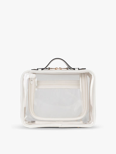 CALPAK Large Clear Cosmetics Case in White front view; CCC2001-WHITE