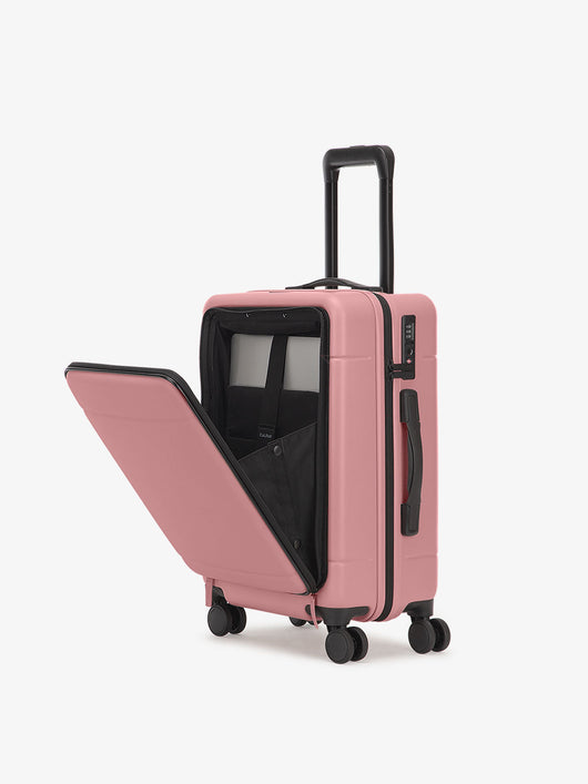 CALPAK Hue carry-on hard shell luggage with front pocket in mauve; LHU1020-MAUVE
