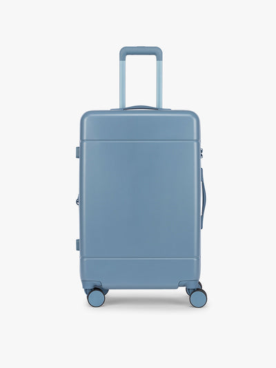CALPAK Hue Medium Luggage in light blue French Blue and blue and white gingham interior ; LHU1024-FRENCH-BLUE