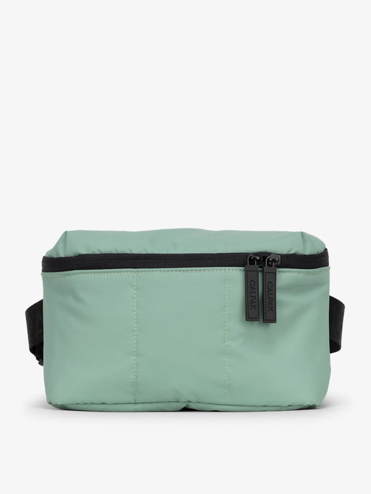 CALPAK Luka Belt Bag with soft puffy exterior in green; BB1901-SAGE