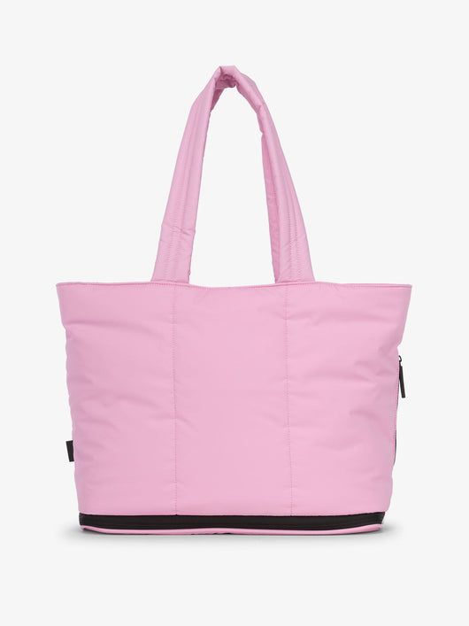 CALPAK Luka expandable shoulder tote bag with laptop compartment in bubblegum; ALT2201-BUBBLEGUM