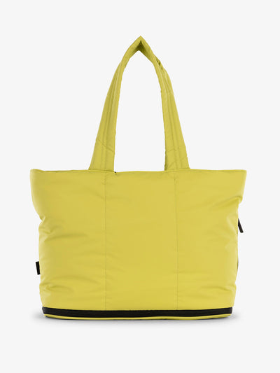CALPAK Luka expandable tote bag with laptop compartment in yellow green; ALT2201-CELERY