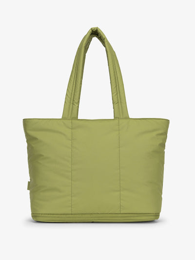 CALPAK Luka expandable tote bag with laptop compartment and padded straps in pistachio; ALT2201-PISTACHIO