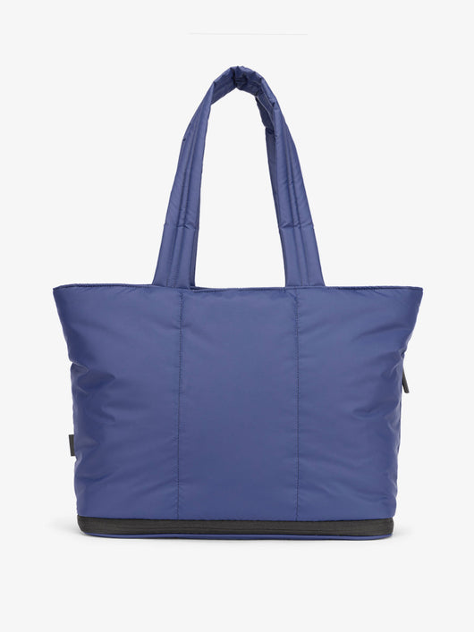 CALPAK Luka expandable tote bag with laptop compartment and padded straps in dark blue navy; ALT2201-NAVY
