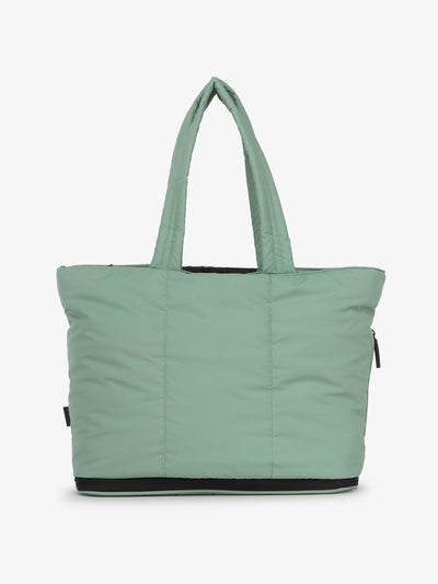 CALPAK Luka expandable tote bag with laptop compartment in sage;  ALT2201-SAGE