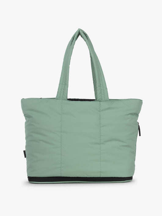 CALPAK Luka expandable tote bag with laptop compartment in sage;  ALT2201-SAGE