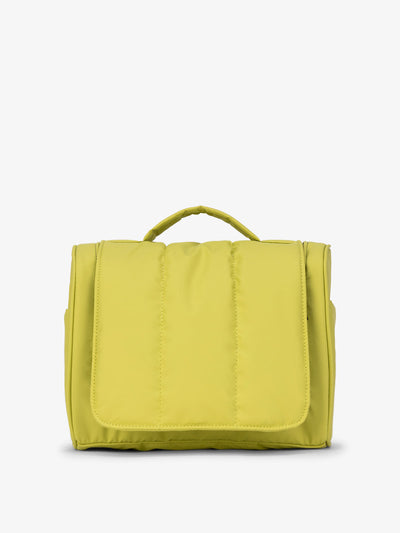 CALPAK Luka Hanging Toiletry Bag with carrying handle in green celery; TLH2301-CELERY