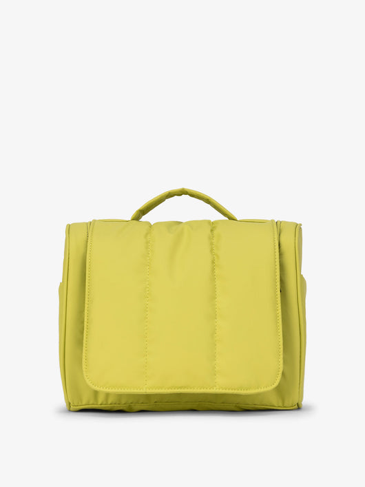 CALPAK Luka Hanging Toiletry Bag with carrying handle in green celery; TLH2301-CELERY