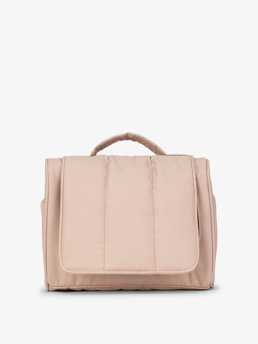 CALPAK Luka Hanging Toiletry Bag with carrying handle in soft rose quartz pink; TLH2301-ROSE-QUARTZ