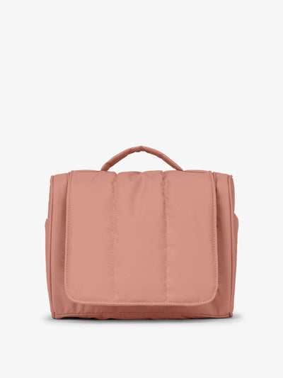 CALPAK Luka Hanging Toiletry Bag with carrying handle in peony; TLH2301-PEONY