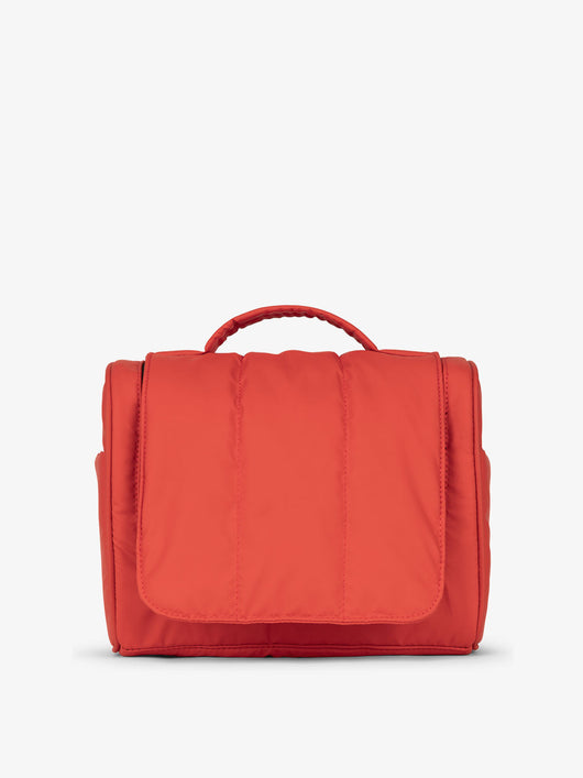 CALPAK Luka Hanging Toiletry Bag with carrying handle in rouge; TLH2301-ROUGE