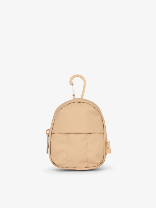 CALPAK Luka key pouch with carabiner clip in latte brown; AMB2201-LATTE