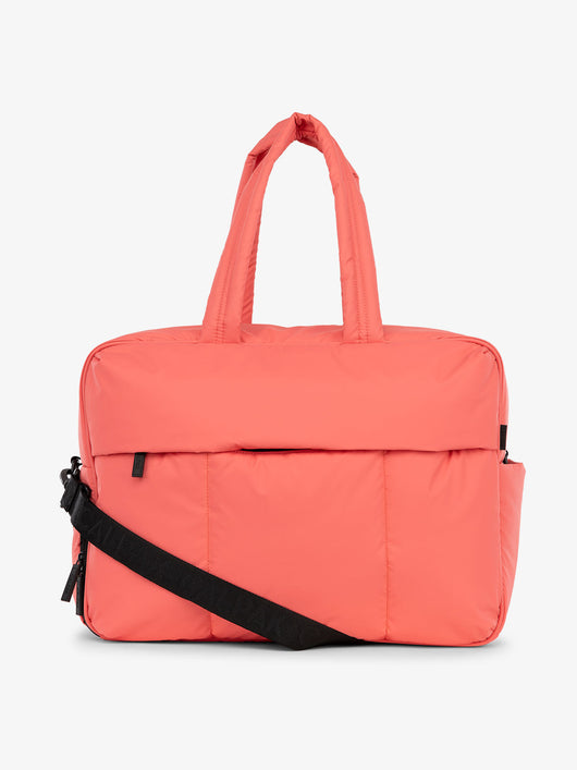CALPAK Luka large duffle bag with detachable strap and zippered front pocket in watermelon; DLL2201-WATERMELON