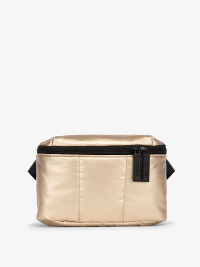 CALPAK Luka Mini Belt Bag with soft puffy exterior in metallic gold; BBM2201-GOLD