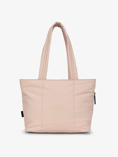 CALPAK Luka Mini Tote with soft, puffy exterior in rose quartz; ALM2401-ROSE-QUARTZ