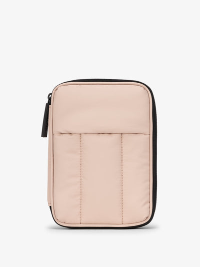 CALPAK Luka Zippered Passport Wallet with soft, puffy exterior in rose quartz; PZW2301-ROSE-QUARTZ