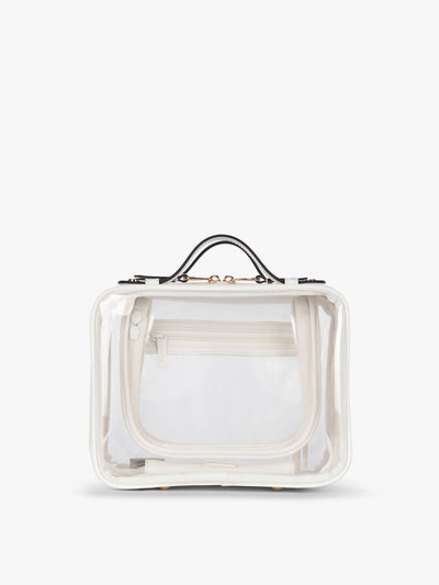 CALPAK Medium Clear Cosmetics Case in White front view; CMM2201-WHITE 