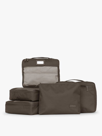 CALPAK 5pc Packing Cubes Set in brown Mushroom; PC1601-MUSHROOM