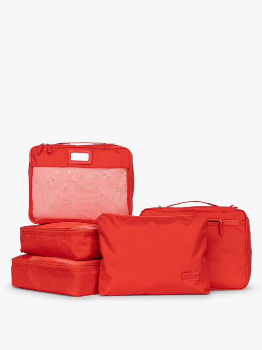 CALPAK 5pc Packing Cubes Set in red Tomato; PC1601-TOMATO