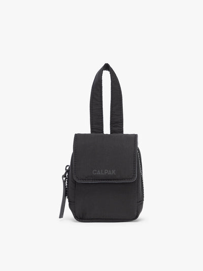 CALPAK Baby Collection Pacifier Pouch in Black front view; PCB2501-BLACK