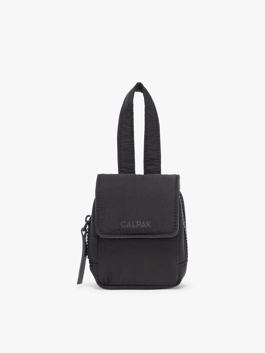 CALPAK Baby Collection Pacifier Pouch in Black front view; PCB2501-BLACK
