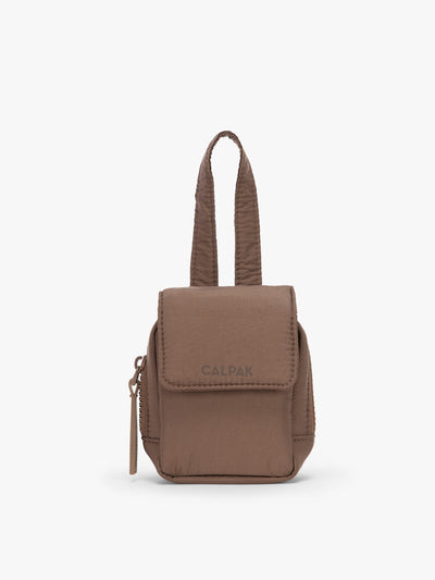CALPAK Baby Collection Pacifier Pouch in brown Hazelnut front view; PCB2501-HAZELNUT